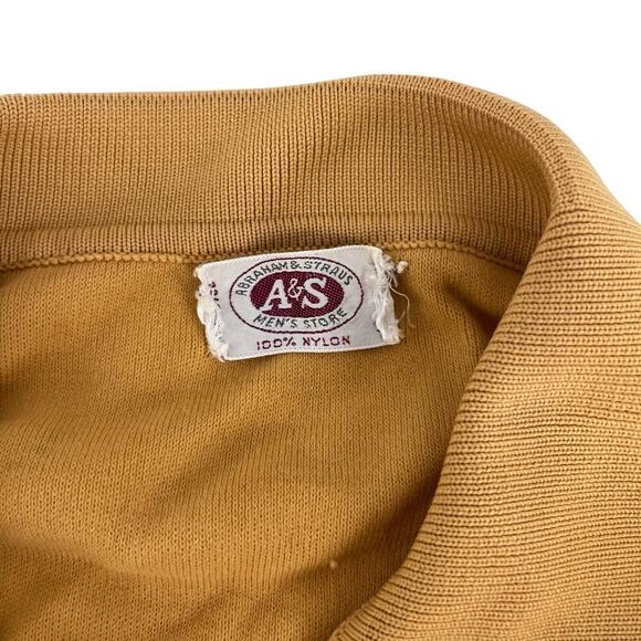 Vintage 70’s Abraham & Straus Men’s Shirt Mustard Yellow Collared Button Small - Picture 7 of 9